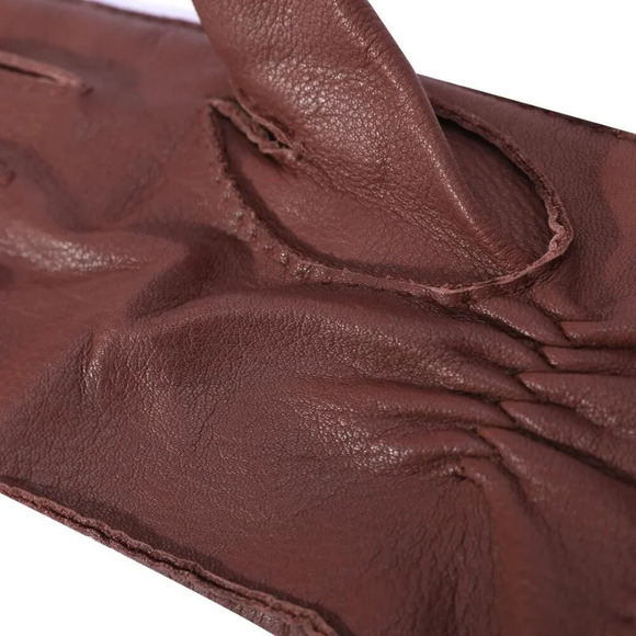 Men's Deerskin Leather Cognac Gloves Winter Dress  Leather Gloves With Warm - Picture 7 of 8